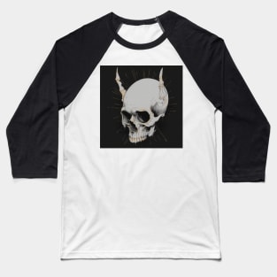 Monotone Illustration of Skull Baseball T-Shirt